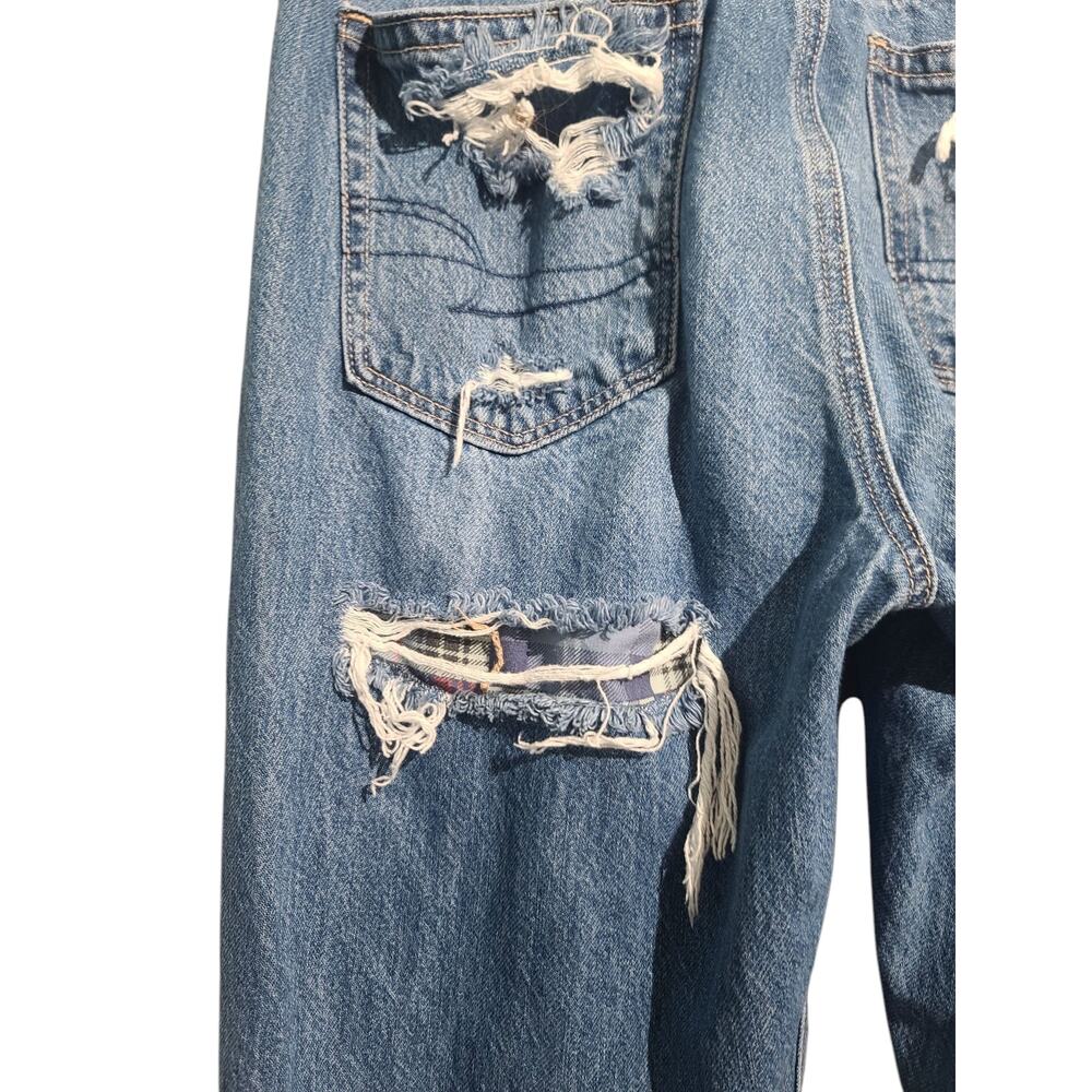 American Eagle Outfitters Ripped Blue Straight Leg Jeans - Picture 5 of 7